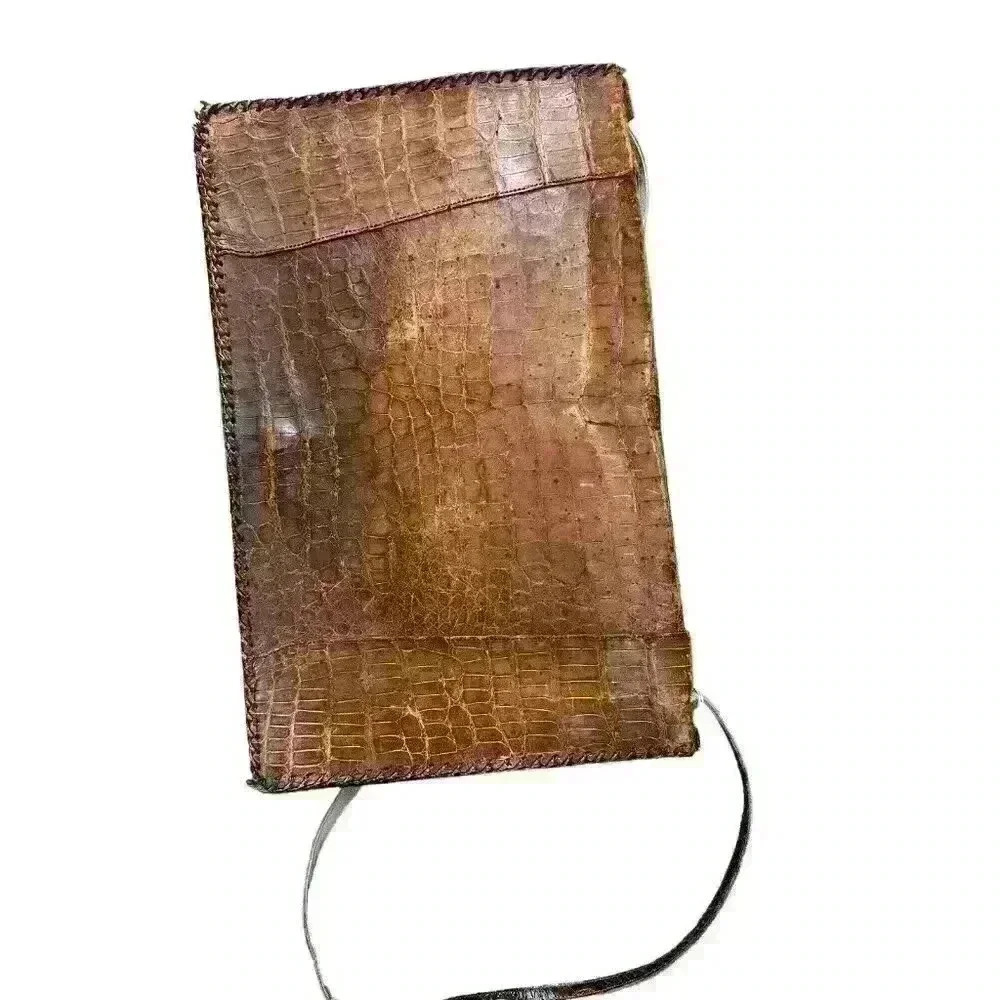 Vintage Alligator Purse with Strap Brown Good Condition for Age Unbranded